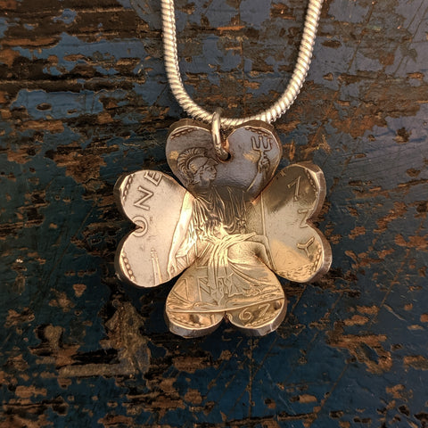 Four Leaf Clover Pendant from old one penny