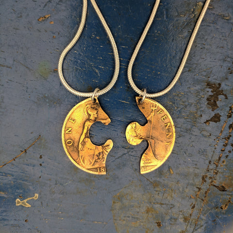 Jigsaw Penny Pendants for Friends and Lovers
