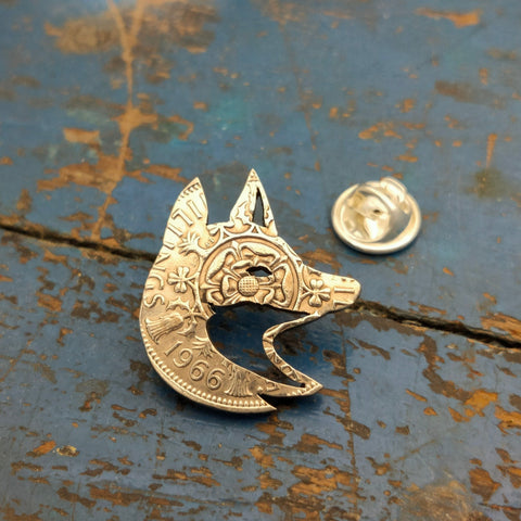 Fox Brooch from two shilling coin.